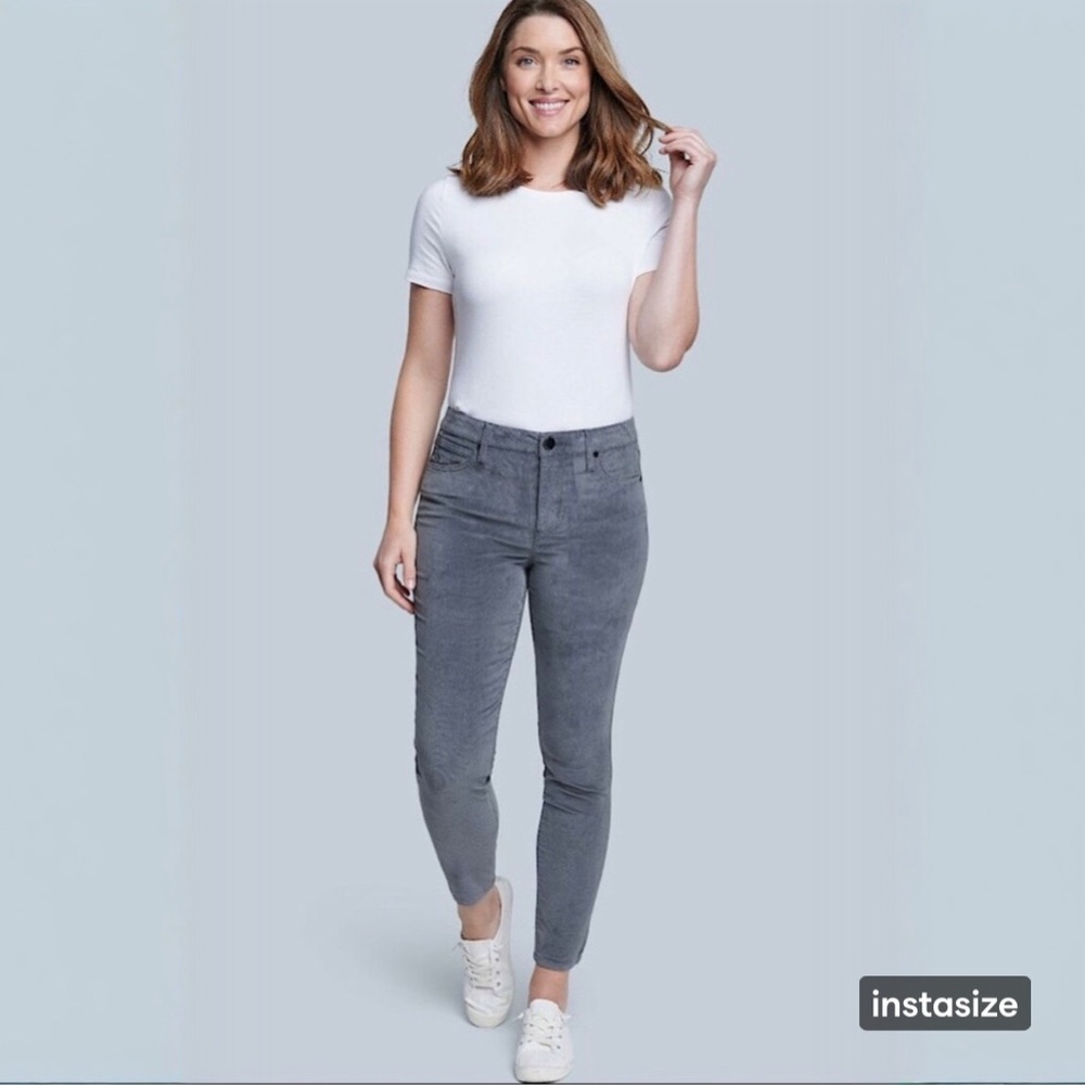 Seven7 Velvet / Velour Tummy-less Slimming Grey High Rise Skinny Pants Size 6